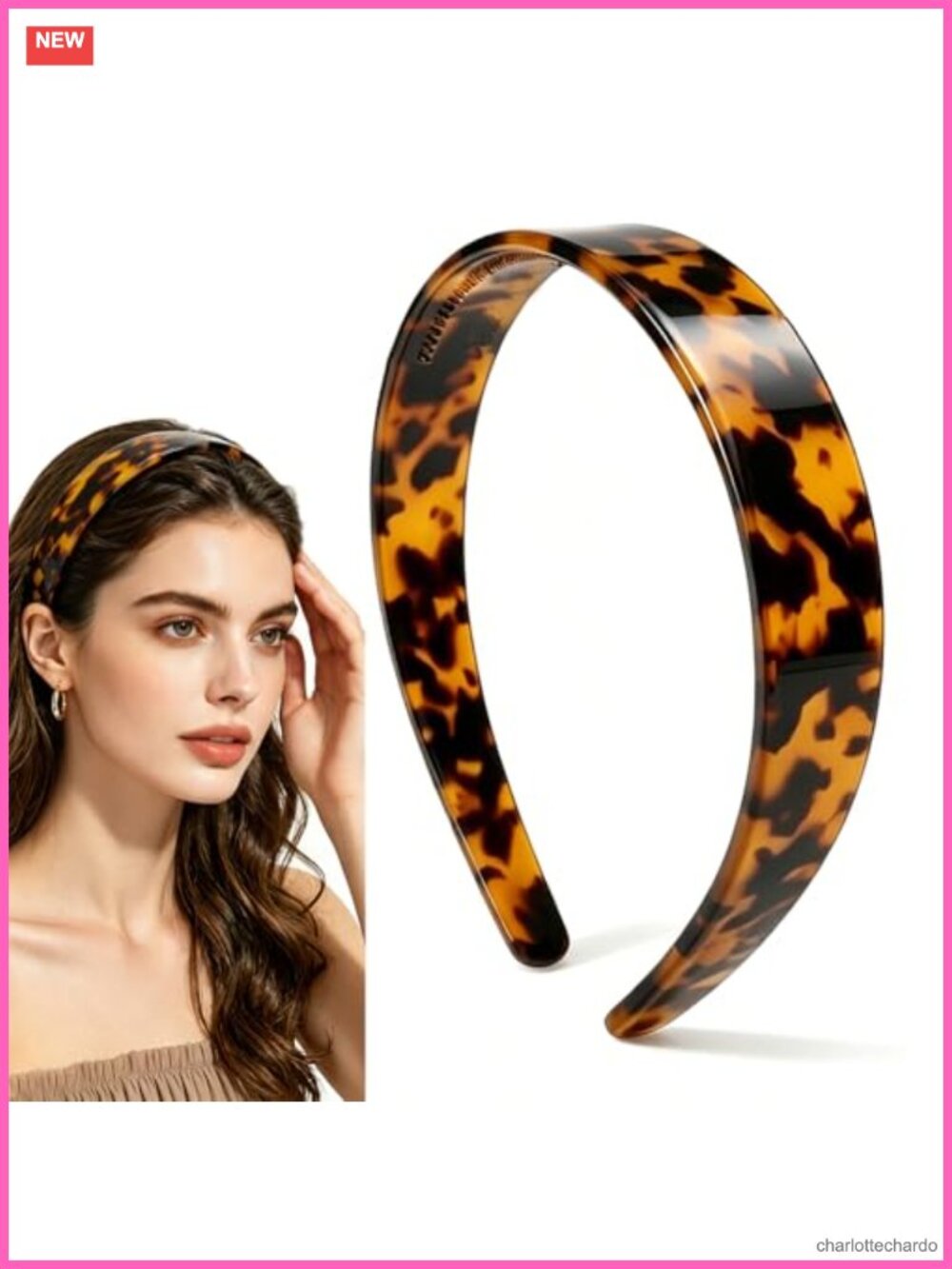 Wide Tortoise Shell Headband with Teeth Premium Acetate Hair Accessory
